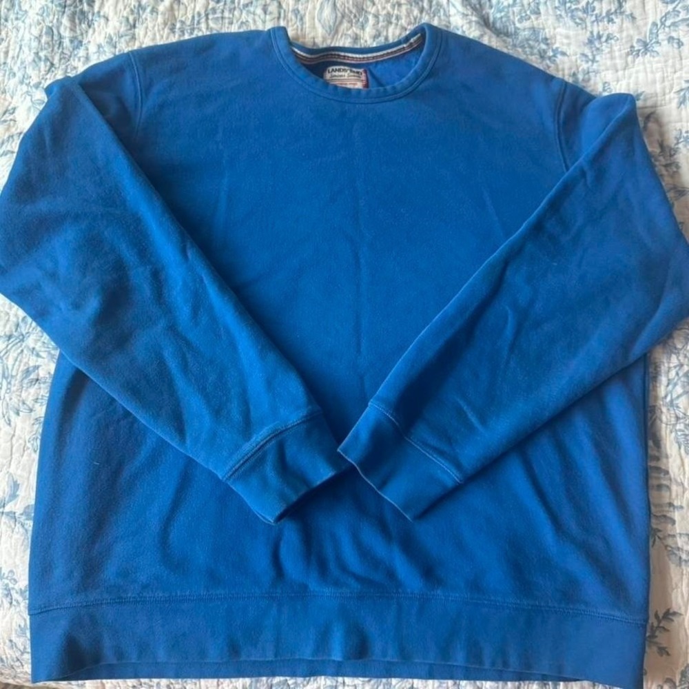 Vintage 90s/2000s Lands' End Serious Sweats Pullover, bright ocean blue color